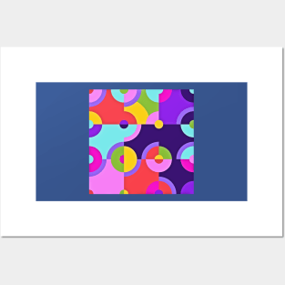 Fun Purple Blue Green and Pink Geometric Shapes Posters and Art